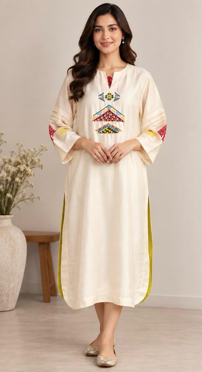 Ivory Embroidered Kurta