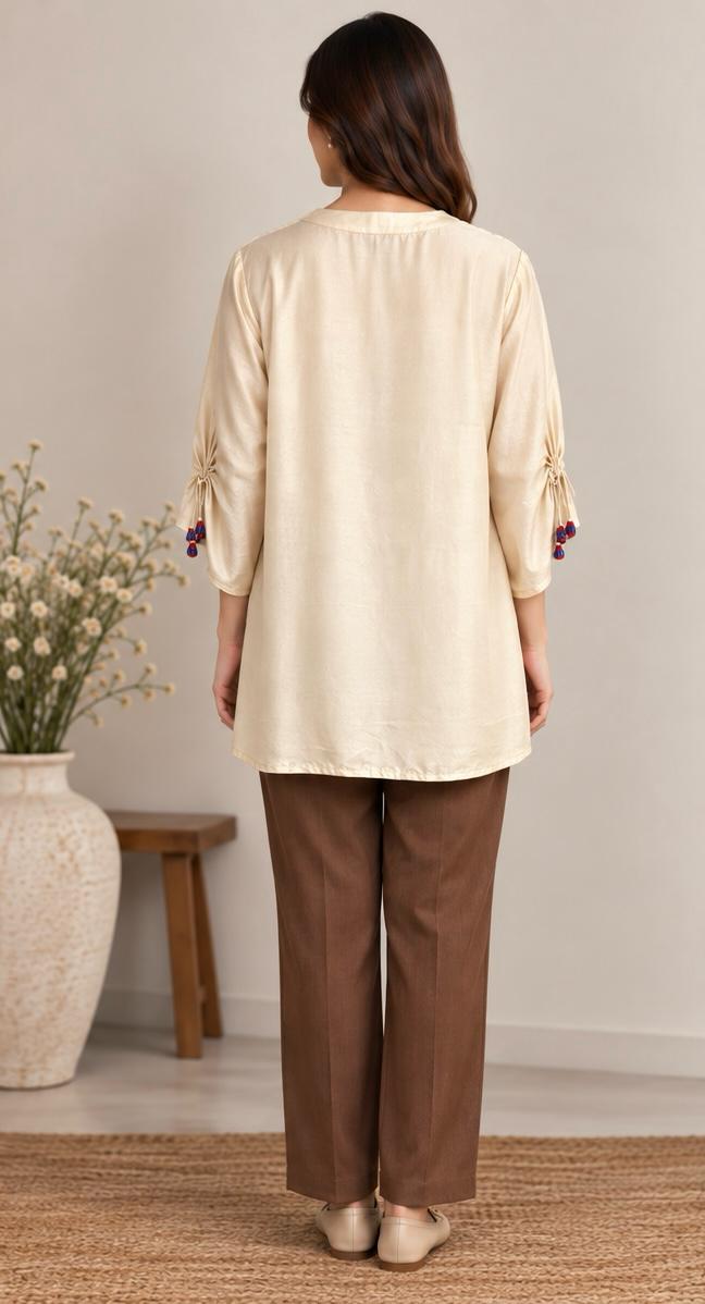 Beige Silk Top