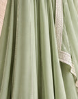 Pista Green Lucknowi Noodle Strap Kurta With Sharara