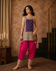 Purple Short Tunic With Farshi Salwar