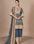 Khwab Peplum Kurta Set In Teal