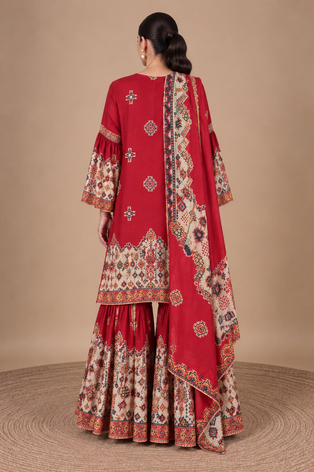 Red Sharara Set