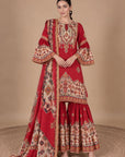Red Sharara Set