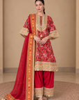 Khwab Peplum Kurta Set In Red