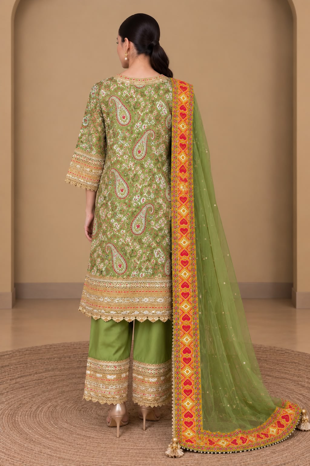 Khwab Peplum Kurta Set In Mint Green