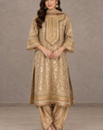 Beige Zari Kurta Set