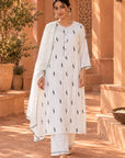 Ivory-Black Buta Kurta Set