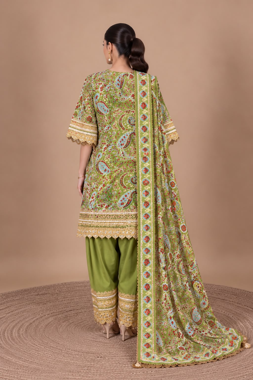 Green Paisley Kurta Set