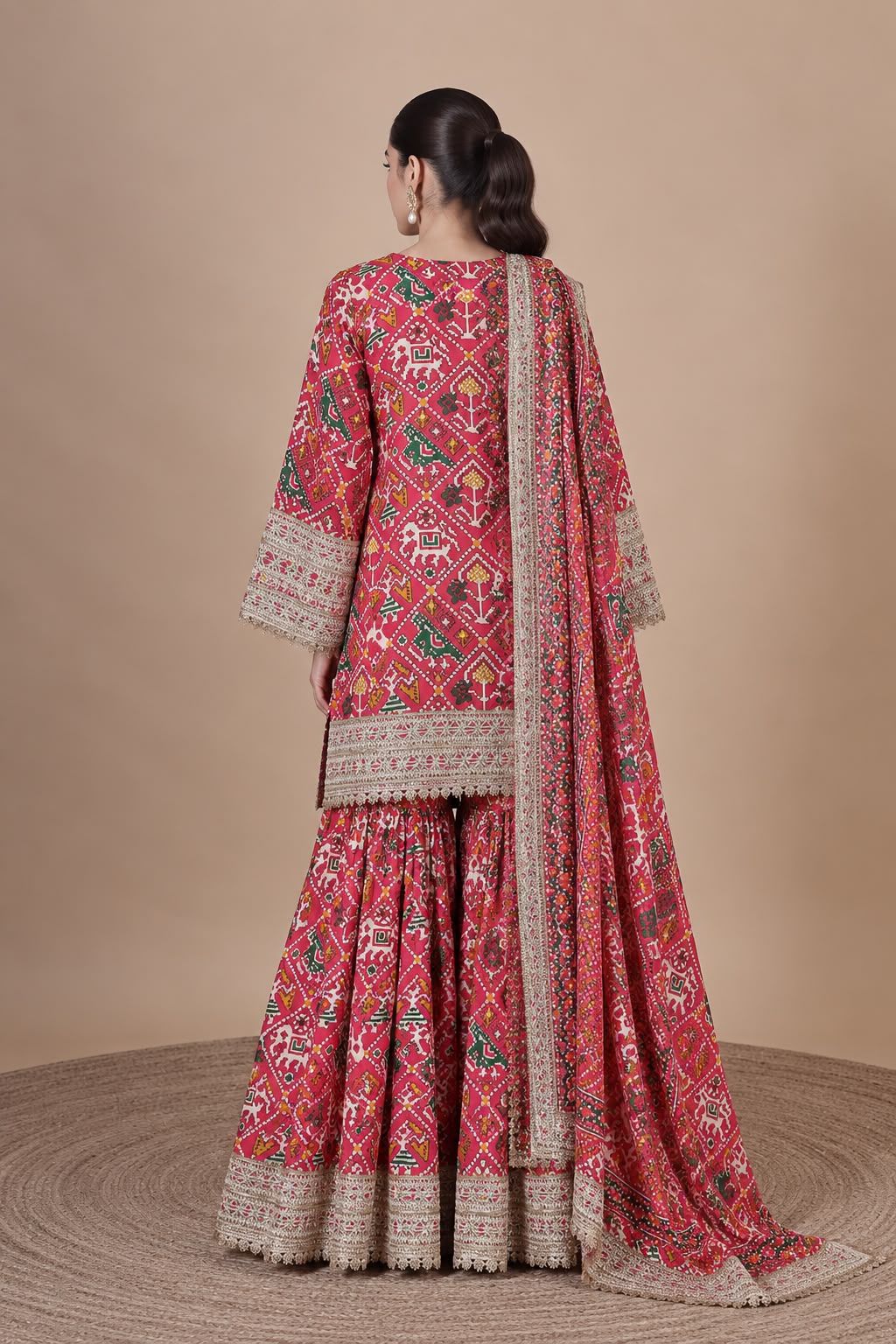 Red Patola Sharara Set