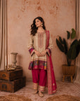 Gold-Red Short Kurta Set