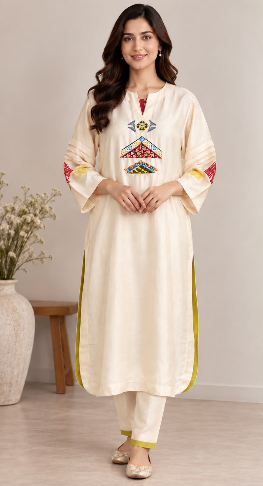 Ivory Embroidered Kurta