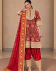 Khwab Peplum Kurta Set In Red