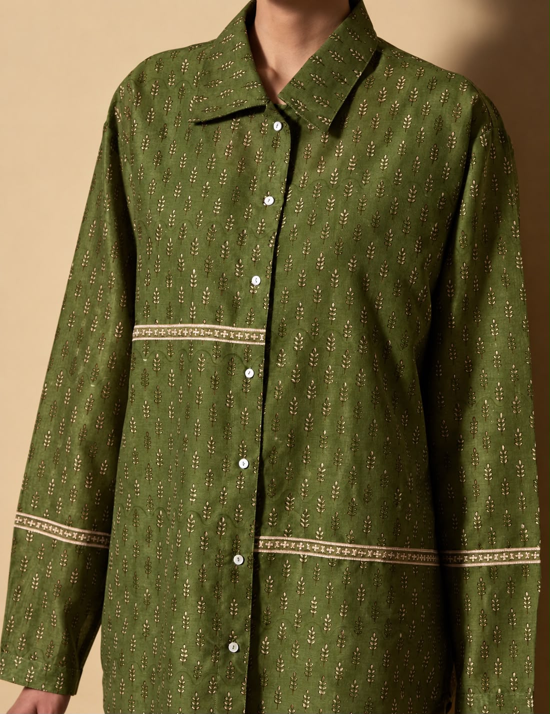 Green Block-Printed Co-ord Set