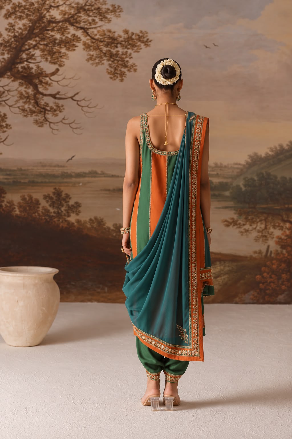 Rust &amp; Sage Strappy Kurta Set