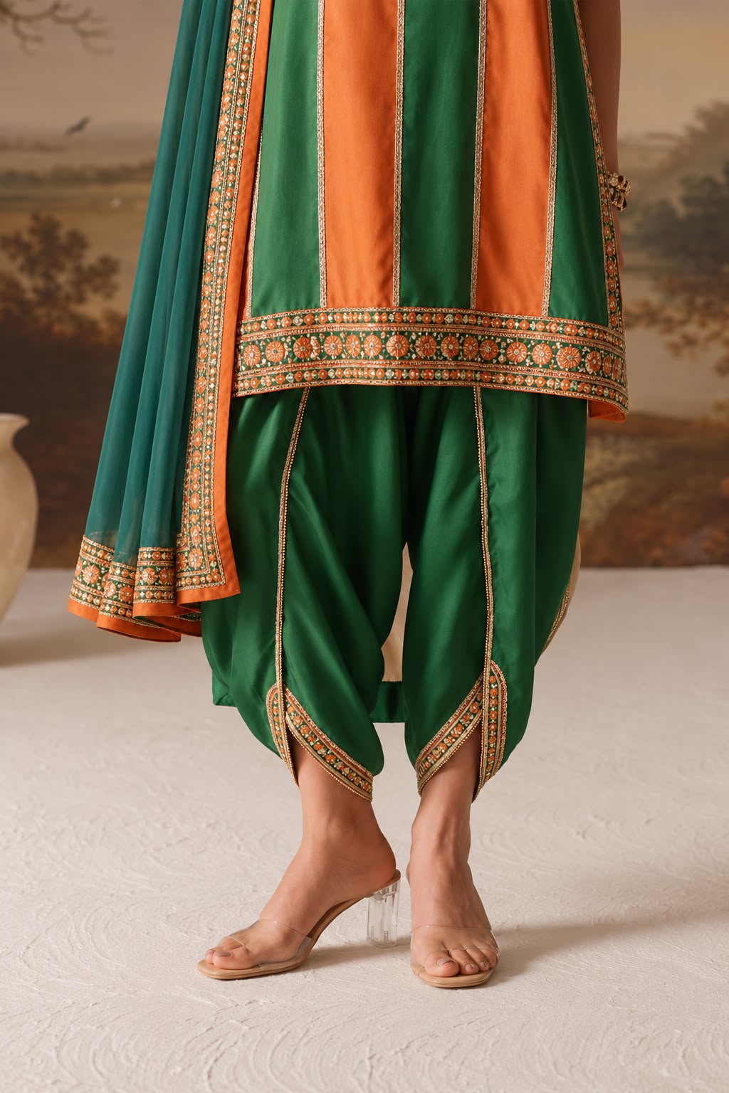 Rust &amp; Sage Strappy Kurta Set