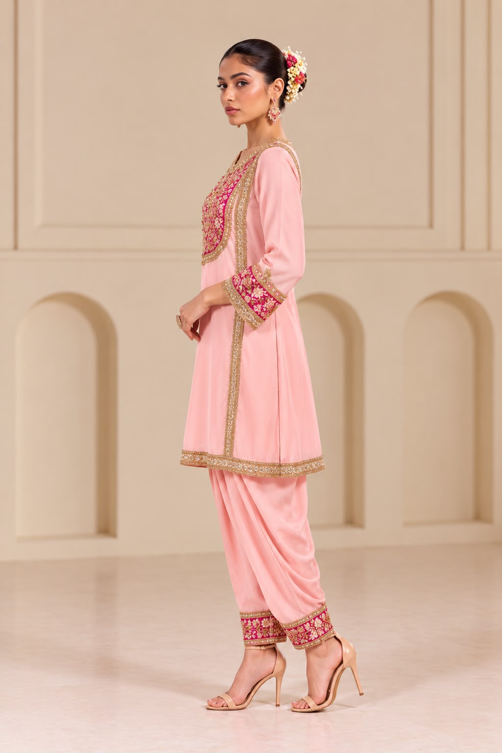 Powder Pink Short Kurta Set