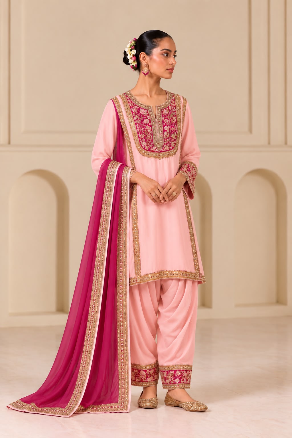 Powder Pink Short Kurta Set