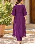 Purple Embroidered Kurta Set