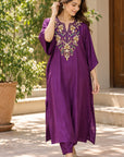 Purple Embroidered Kurta Set