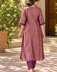 Crush Tissue organza Kaftaan set In Purple