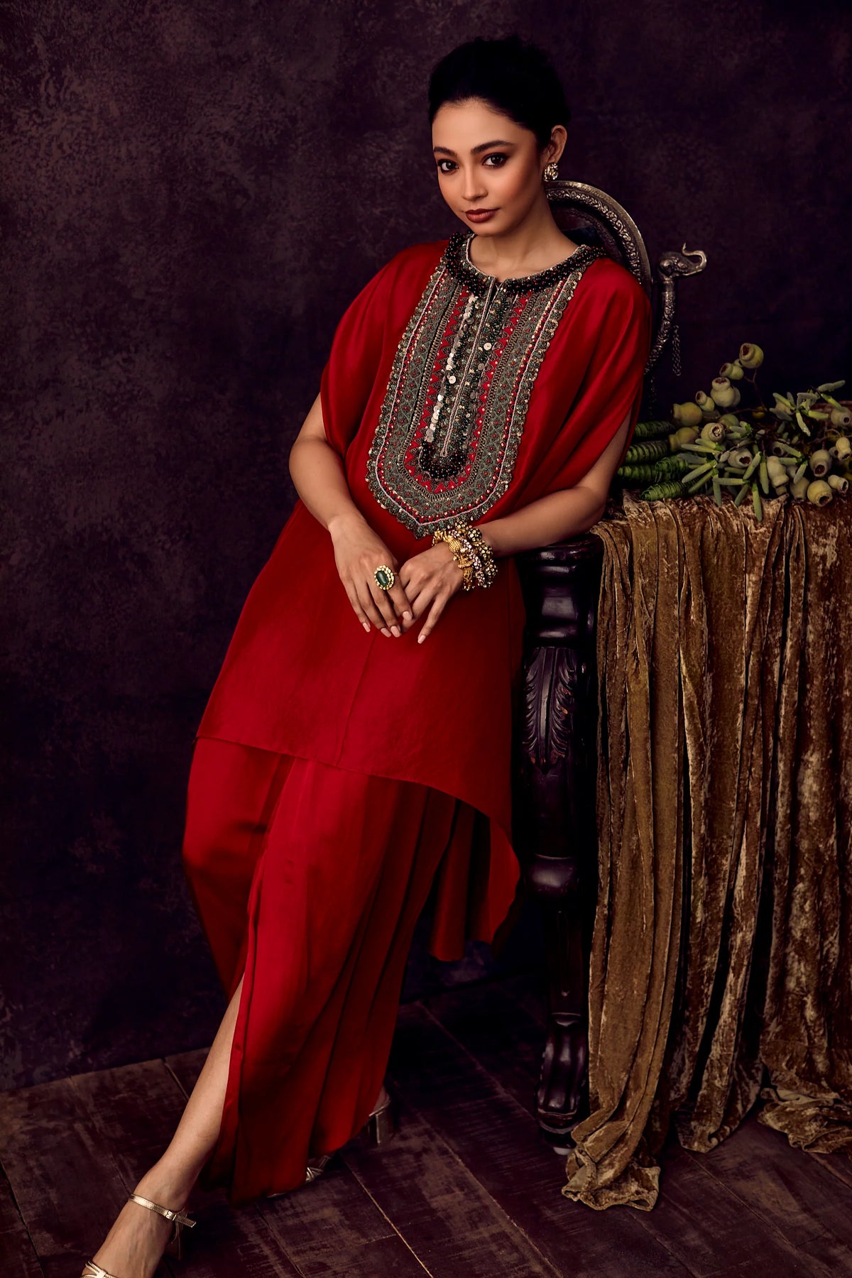 Red Kaftan With Dhoti