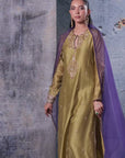 Mehrang Olive Green Straight Long Kurta Set