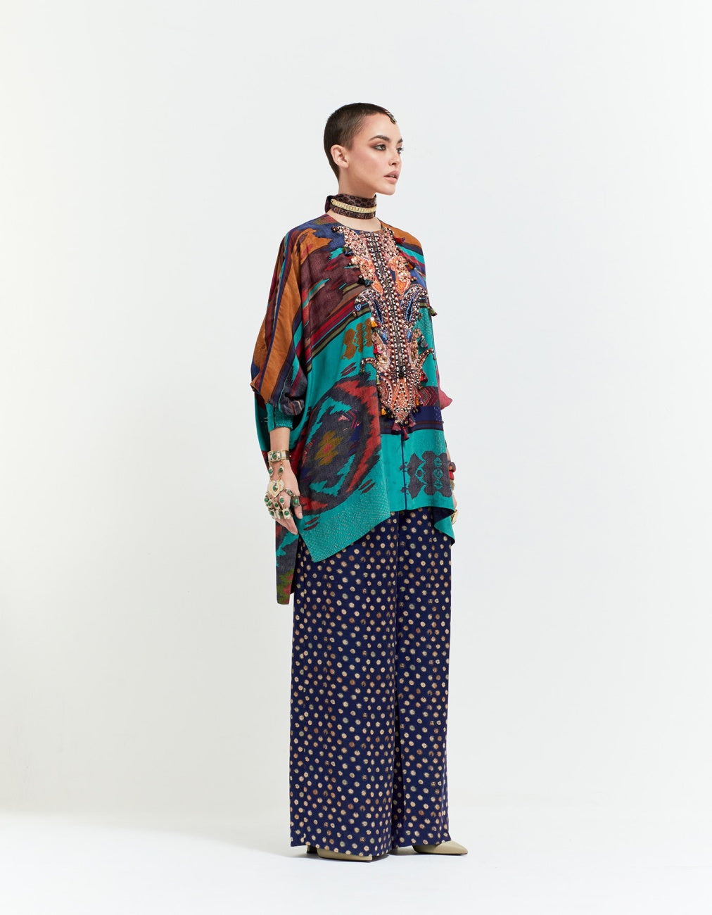 Multi Kuru Trapeze Kurti with Pants
