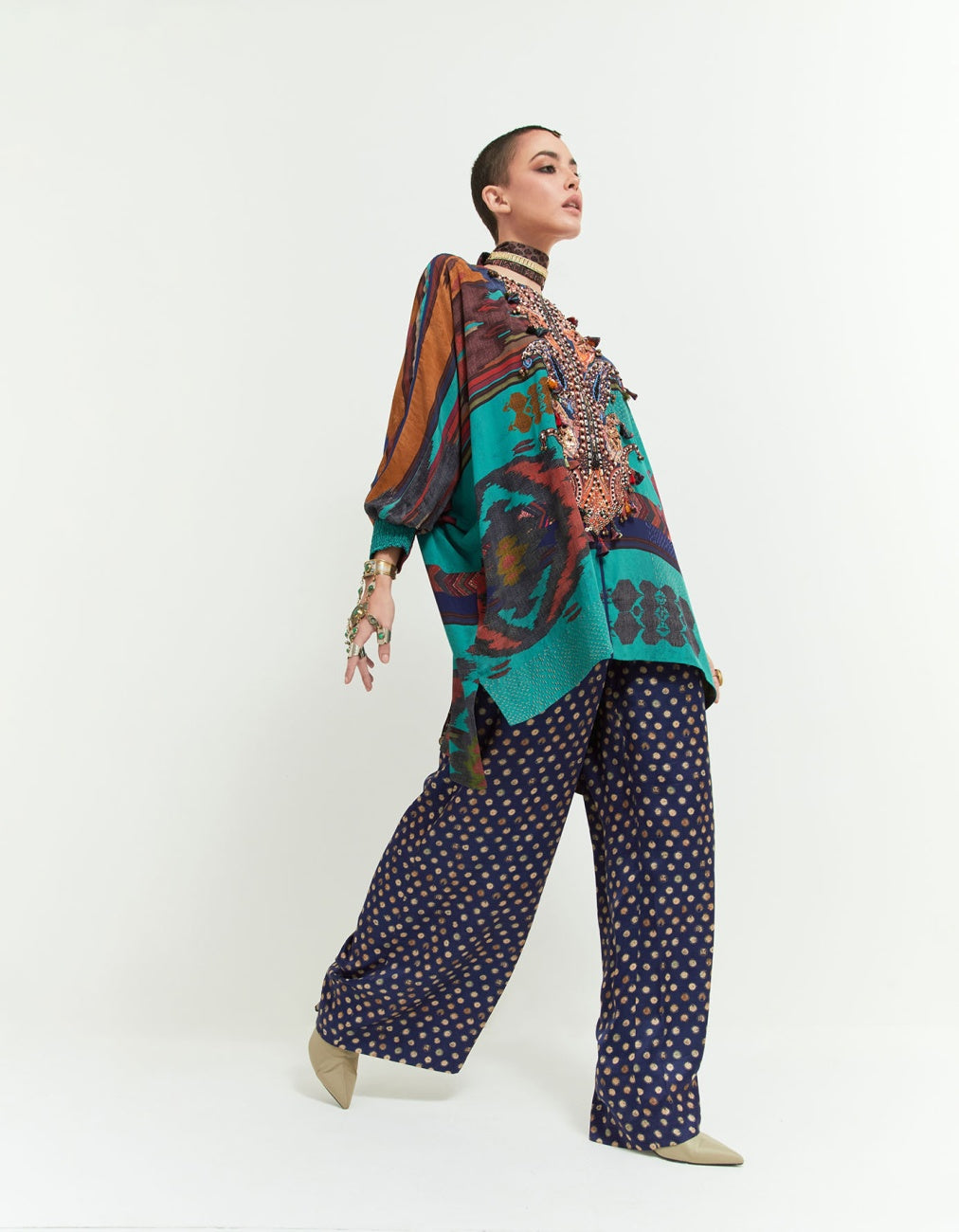 Multi Kuru Trapeze Kurti with Pants