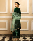 ARUSHI MEHRA IN MEHFIL GREEN SILK VELVET HANDCRAFTED KURTA SET