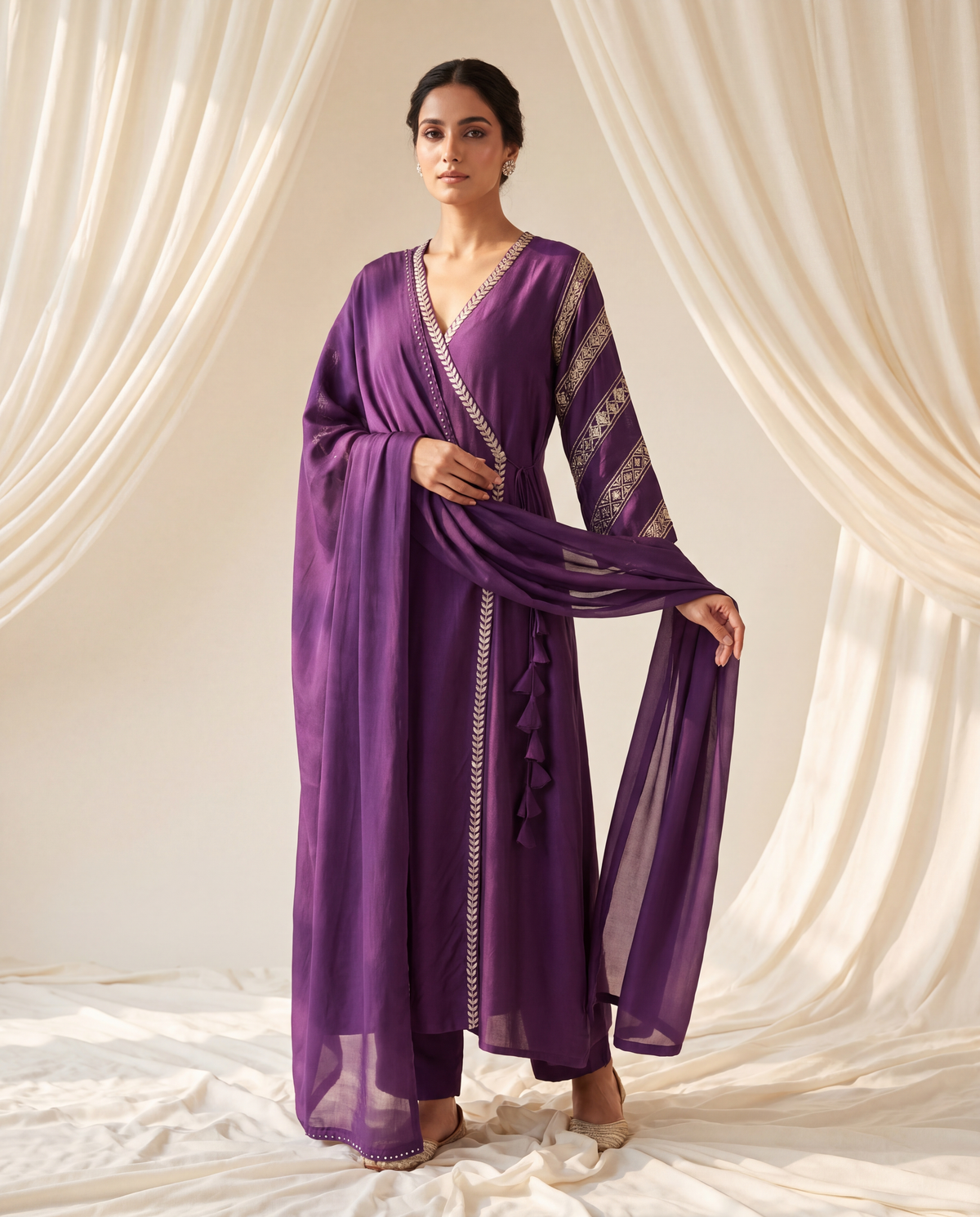 Purple Zari Kurta Set