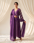 Purple Striped Zari Kurta Set