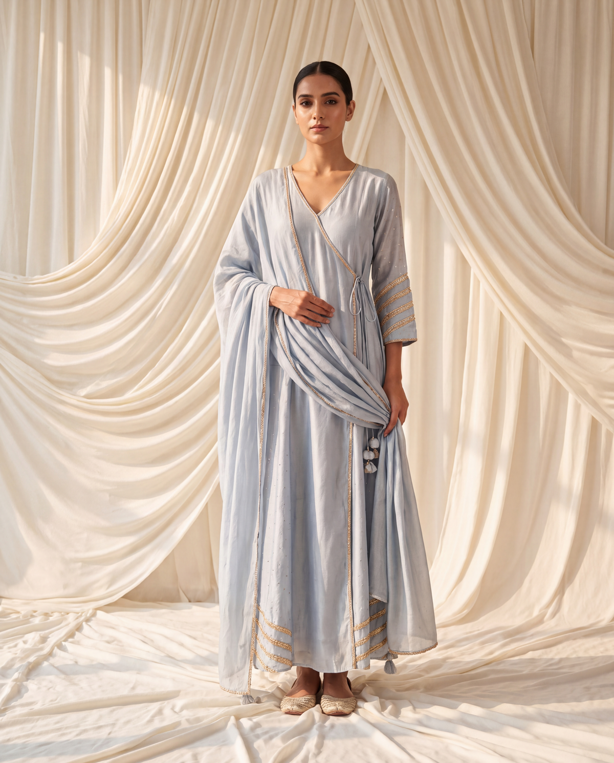 Grey Zari Kurta Set