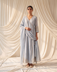 Grey Kurta Set With Zari