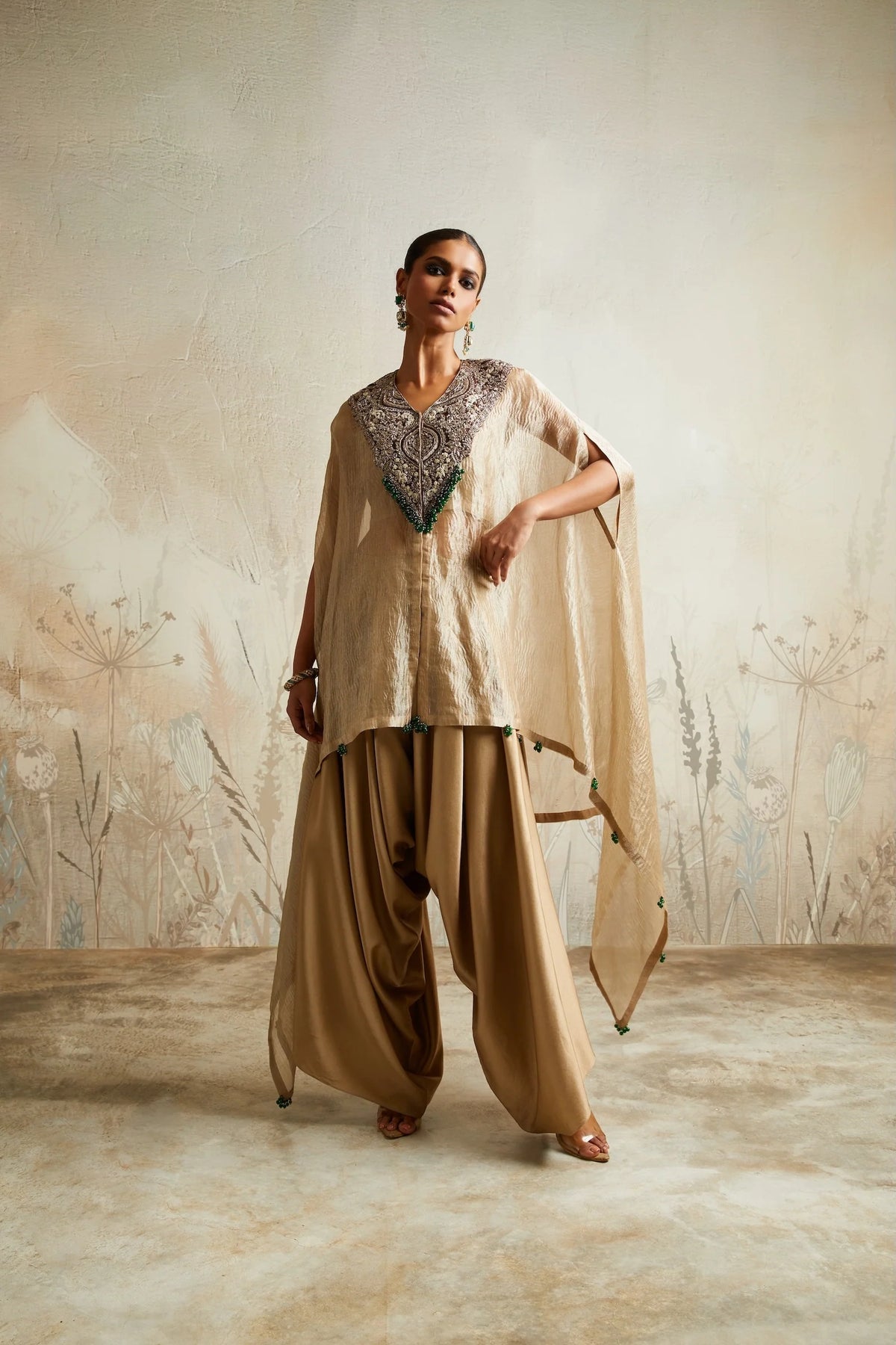 Gold Silk Kaftan Set