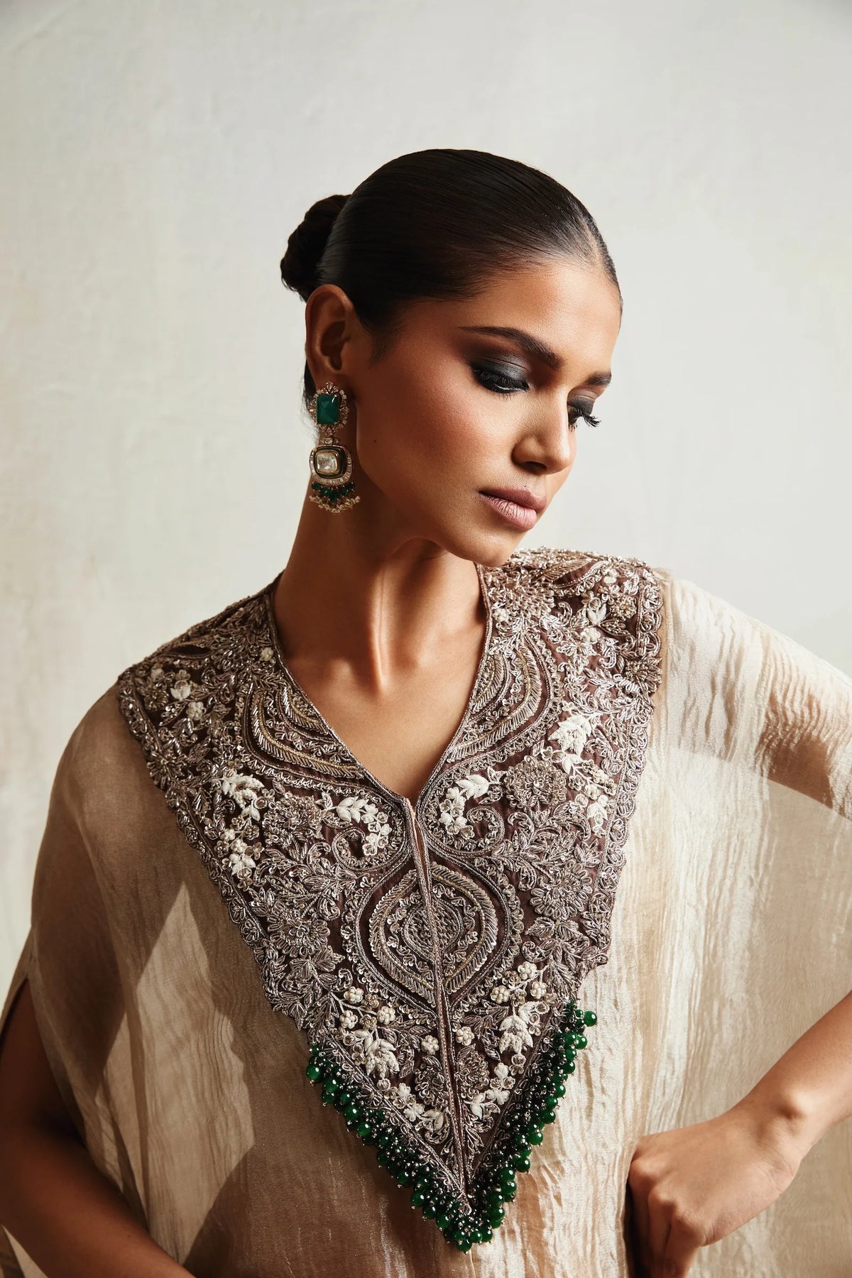 Gold Silk Kaftan Set