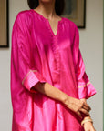 Fuchsia Silk Kurta Set