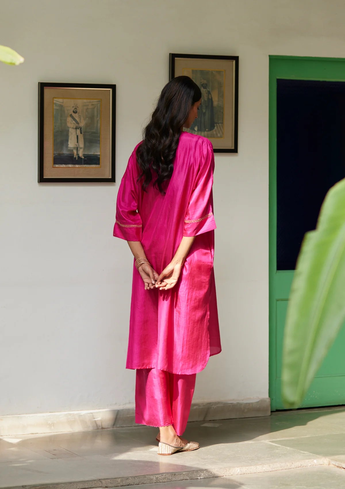 Fuchsia Silk Kurta Set