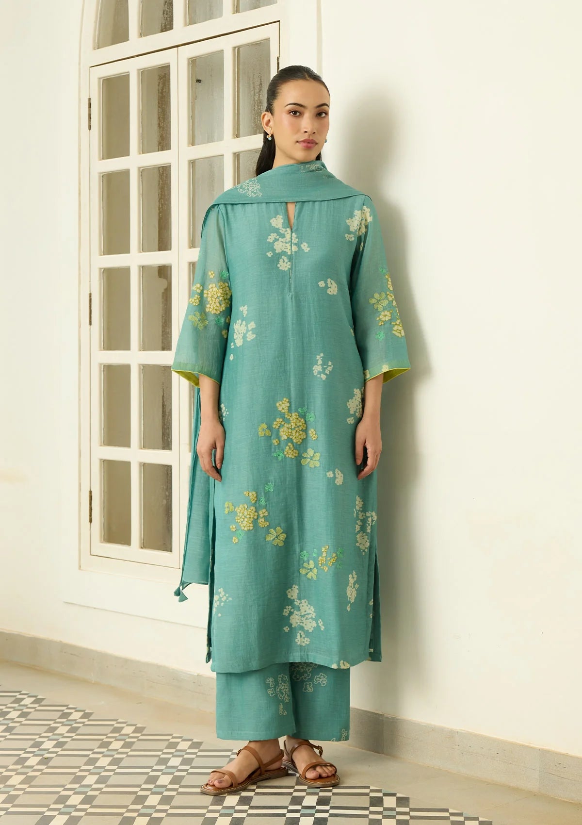 Aqua Applique Kurta Set