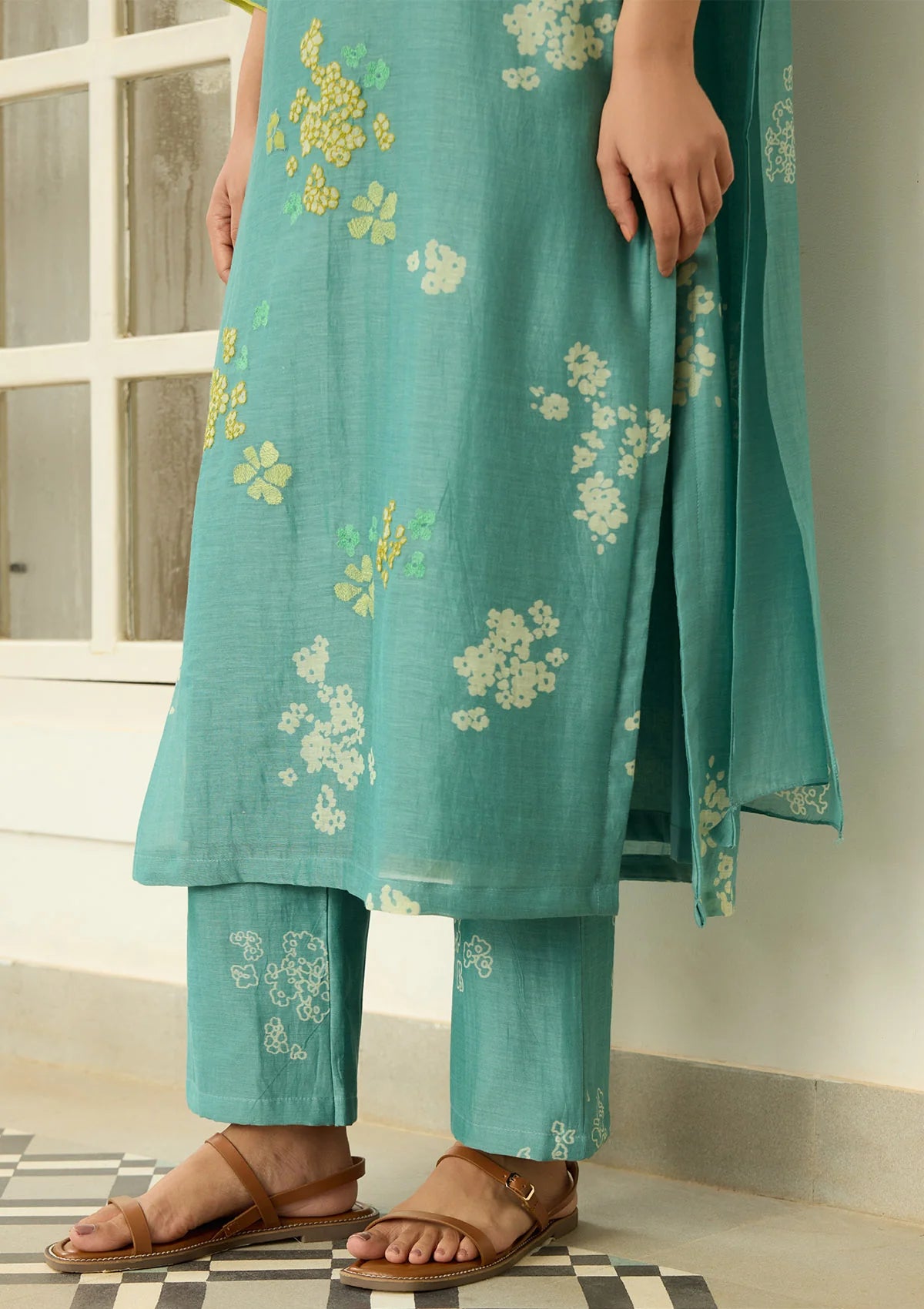 Aqua Applique Kurta Set