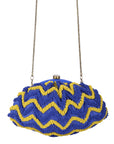 Yellow And Blue Beaded Handcrafted Potli Clutch