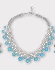 Blue and White Studded Necklace Set