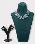 Blue and White Studded Necklace Set